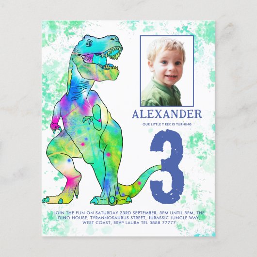 恐竜をテーマにした誕生日パーティー写真の予算 チラシ (正面)