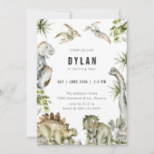 恐竜をテーマにした誕生日パーティー 招待状 (正面)