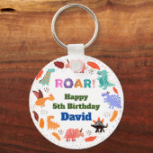 恐竜をテーマにした誕生日パーティーKeychain キーホルダー (裏面)