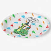 恐竜をテーマにした誕生日プレート ペーパープレート (アングル)