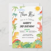 恐竜をテーマにした誕生日招待状- '3レックス' 招待状 (正面)