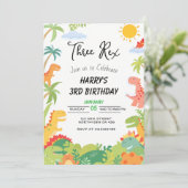 恐竜をテーマにした誕生日招待状- '3レックス' 招待状 (スタンド正面)