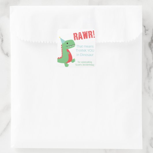 恐竜をテーマにした誕生日 スクエアシール (バッグ)