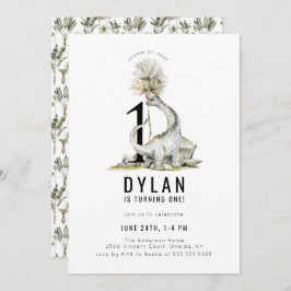 恐竜をテーマにした1歳の誕生日パーティー 招待状