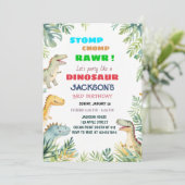 恐竜をテーマにした3歳の誕生日パーティーの招待状 招待状 (スタンド正面)