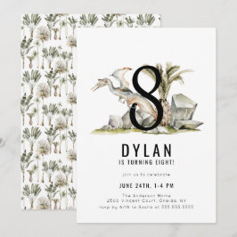 恐竜をテーマにした8歳の誕生日パーティー 招待状