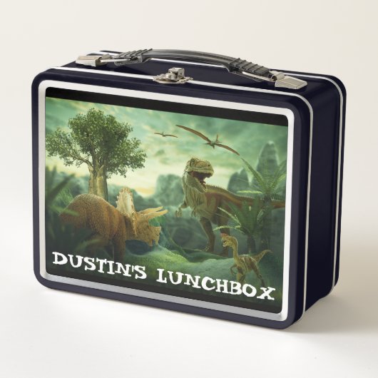 恐竜をテーマにしもした失った電話メタルランチb メタルランチボックス (正面)