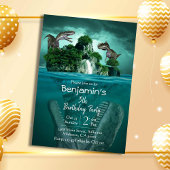 恐竜をテーマシンプルにしたモダン5歳の誕生日 招待状