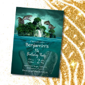 恐竜をテーマシンプルにしたモダン5歳の誕生日 招待状