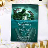 恐竜をテーマシンプルにしたモダン8歳の誕生日 招待状