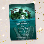 恐竜をテーマシンプルにしたモダン8歳の誕生日 招待状