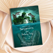 恐竜をテーマモダンにした誕生日 招待状