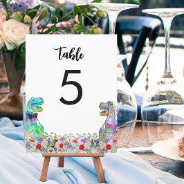 恐竜をテーマ結婚にしたカラフル野花