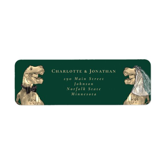 恐竜をテーマ結婚にした差出人住所 ラベル (正面)