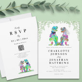 恐竜をテーマ結婚にしたQRコード 招待状