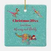 恐竜を愛する少女パーソナライズされた セラミックオーナメント (裏面)