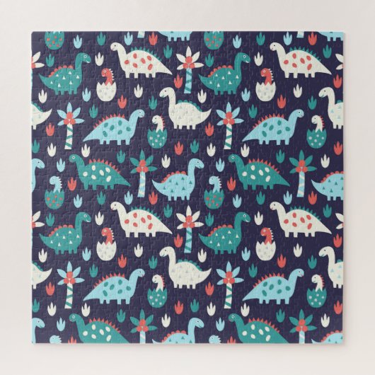 恐竜アドベンチャーシームレスデザイン ジグソーパズル (縦)