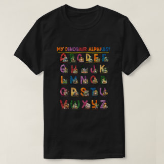 恐竜アルファベットの種類A-Z ABCディノ Tシャツ