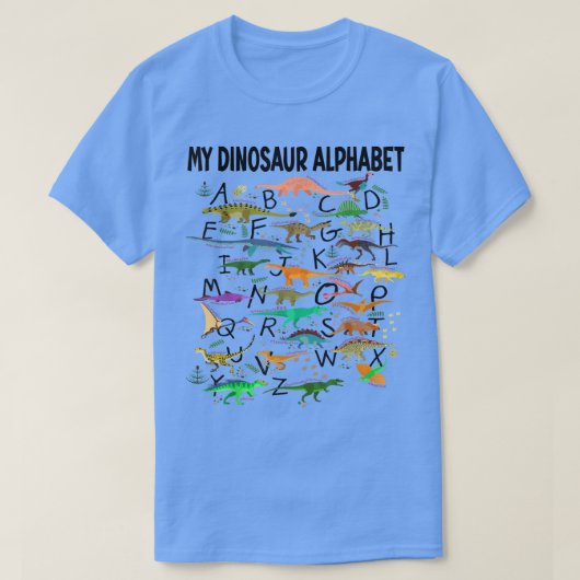 恐竜アルファベットディノAbc男子供へ子男性の女性 Tシャツ (デザイン正面)