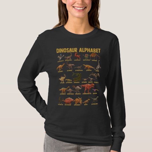 恐竜アルファベットDinoタイプID A Tシャツ (正面)