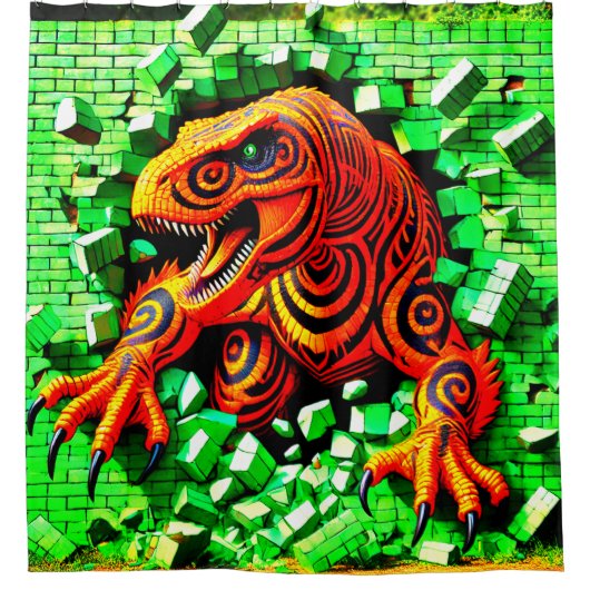 恐竜アート類 シャワーカーテン (正面)