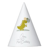 恐竜イエローグリーングレーファースト誕生日 パーティーハット (正面)