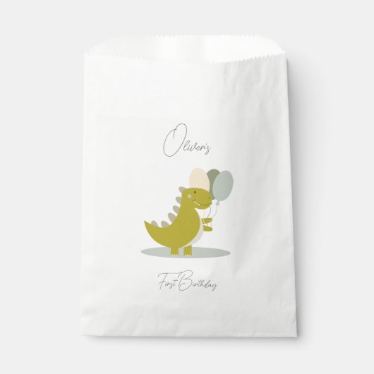 恐竜イエローグリーングレーファースト誕生日 フェイバーバッグ (正面)