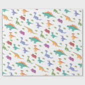 恐竜イラストレーションパターンクリスマス誕生日 ラッピングペーパー (フラット)