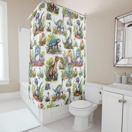 恐竜イラストレーション シャワーカーテン (インサイチュ)