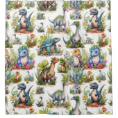 恐竜イラストレーション シャワーカーテン (正面)