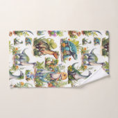 恐竜イラストレーション バスタオルセット (ハンドタオル)