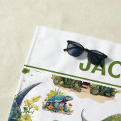 恐竜イラストレーション ビーチタオル (インサイチュ)