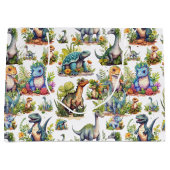 恐竜イラストレーション ラージペーパーバッグ (正面)