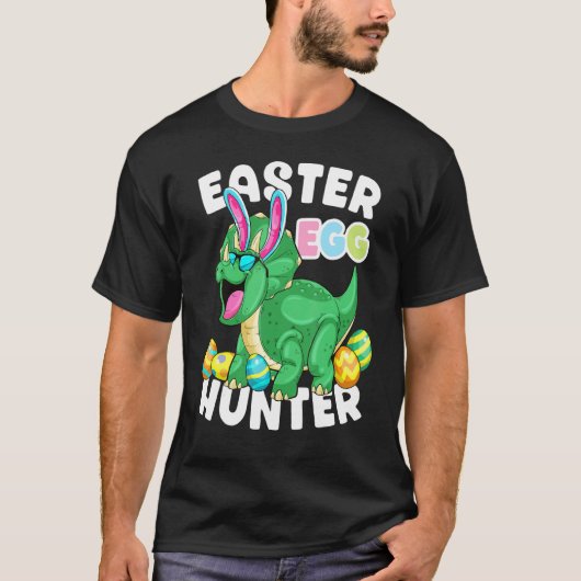 恐竜イースター卵ハンタートリケラトプバニー卵H Tシャツ (正面)