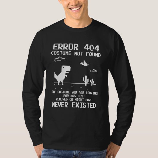 恐竜エラー404コスチュームが見つかりませんコード2021 Tシャツ (正面)