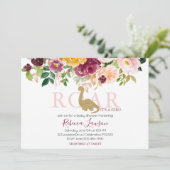 恐竜エレガントピンク&マルーン赤ちゃんガールシャワー 招待状 (スタンド正面)