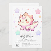 恐竜エレガントモダンの赤ちゃんシャワー 招待状 (正面/裏面)