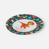 恐竜オレンジTレックスパーティー ペーパープレート (アングル)