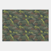 恐竜カスタマイズシルエット偽装誕生日 ラッピングペーパーシート (正面3)