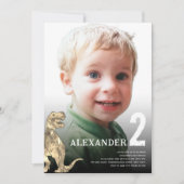 恐竜カスタムの写真2回目のパーティー 招待状 (正面)