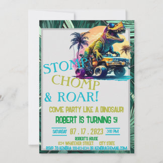 恐竜カスタム子供の誕生日 招待状