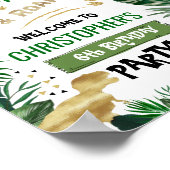 恐竜カッコいいの誕生日へようこそTレックス歓迎 ポスター (角)