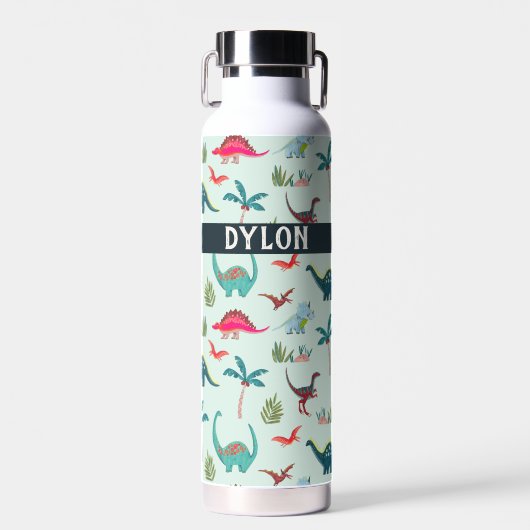恐竜カッコいい名前をカスタムする青 ウォーターボトル (正面)