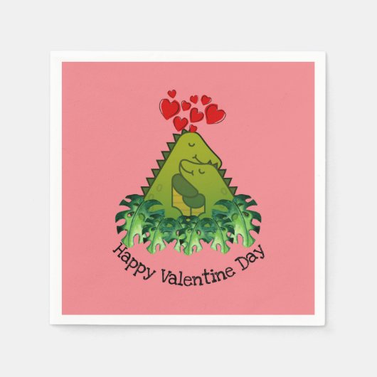 恐竜カップル紙ナプキン スタンダードカクテルナプキン (正面)