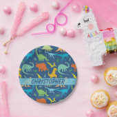 恐竜カラフルのパターンを個人用に設定 ペーパープレート (パーティー)