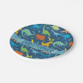 恐竜カラフルのパターンを個人用に設定 ペーパープレート (アングル)