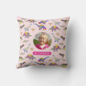 恐竜カラフルの写真と名パーソナライズされた前ピンク クッション (裏面)