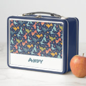 恐竜カラフルの可愛いパターン名 メタルランチボックス (インサイチュ)