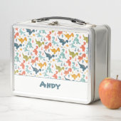 恐竜カラフルの可愛いパターン名 メタルランチボックス (インサイチュ)