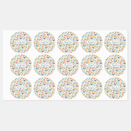 恐竜カラフルの可愛い模様の白い名前 ラベル